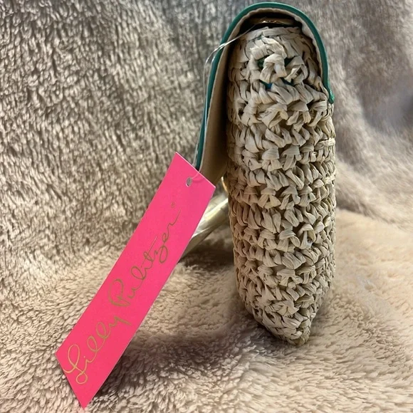 LILLY PULITZER Botanical Garden Straw Crossbody Flutter Clutch - Picture 8 of 17